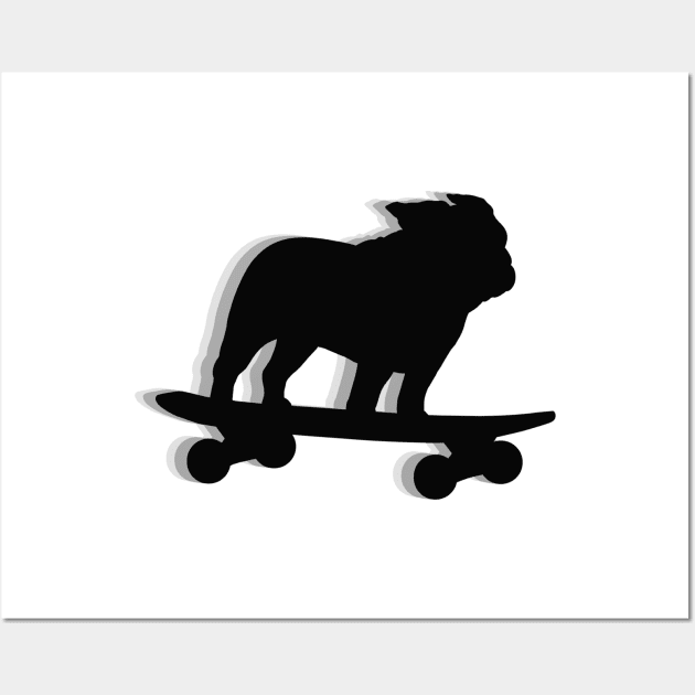 Skateboarding Bulldog | Cool Skater Dog Silhouette Wall Art by Coffee Squirrel